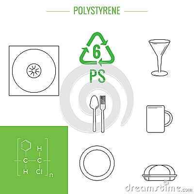 Vector plastic recyclable items. Vector Illustration